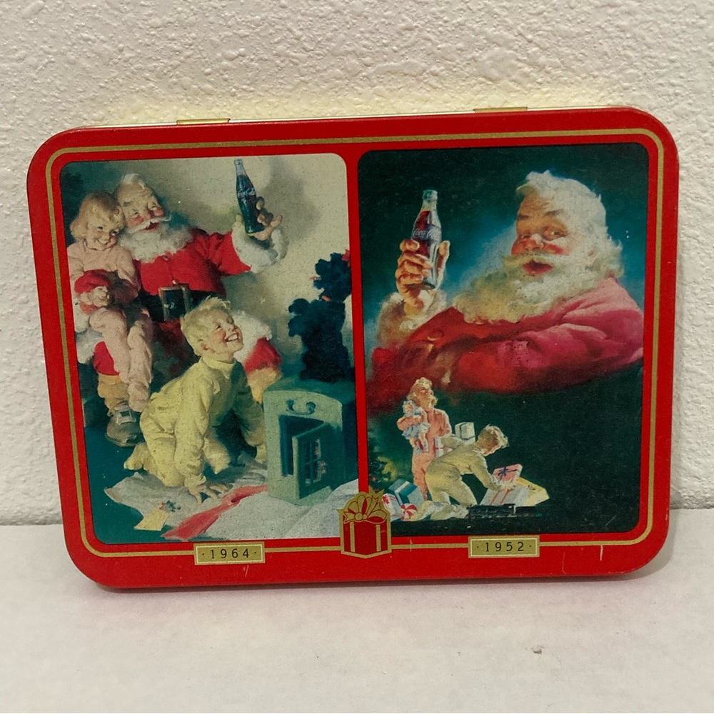 Coca-Cola Limited Edition Christmas Santa Playing Cards W/ Tin 1996 Red
